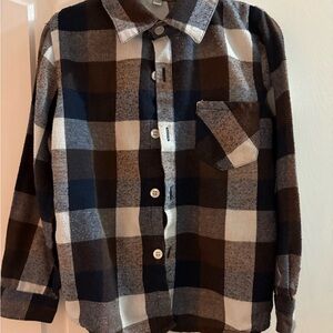 Kids Checkered Button-Down Shirt - Black, Brown, and White